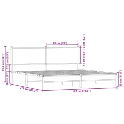 Metallbett ohne Matratze Braun Eichen-Optik 183x213 cm