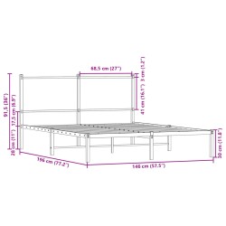 Metallbett ohne Matratze Sonoma-Eiche 140x190 cm