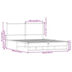 Metallbett ohne Matratze Sonoma-Eiche 140x190 cm