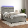 Boxspringbett mit Matratze & LED Hellgrau 140x200 cm Samt