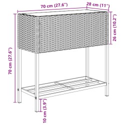 Pflanzkübel mit Ablage Schwarz Poly Rattan