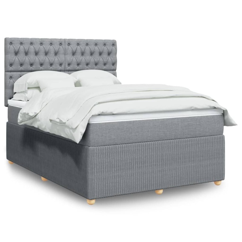 Boxspringbett mit Matratze Hellgrau 140x190 cm Stoff