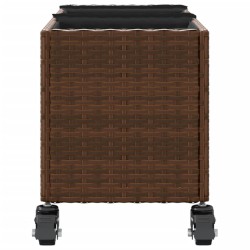 Pflanzkübel mit Rollen 3 Töpfe Braun 107x32x38 cm Poly-Rattan