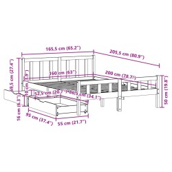 Massivholzbett ohne Matratze 160x200 cm Kiefernholz