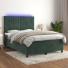 Boxspringbett mit Matratze & LED Dunkelgrün 140x190 cm Samt