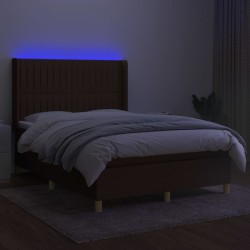 Boxspringbett mit Matratze & LED Dunkelbraun 140x200 cm Stoff