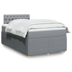 Boxspringbett mit Matratze Hellgrau 120x200 cm Stoff