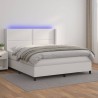 Boxspringbett mit Matratze & LED Weiß 180x200 cm Kunstleder