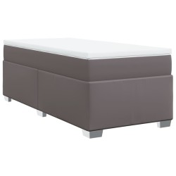 Boxspringbett mit Matratze Grau 100x200 cm Kunstleder