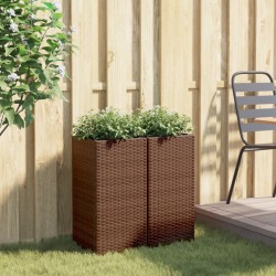 Pflanzkübel 2 Stk. Braun 30x30x60 cm Poly Rattan