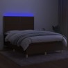 Boxspringbett mit Matratze & LED Dunkelbraun 140x190 cm Stoff