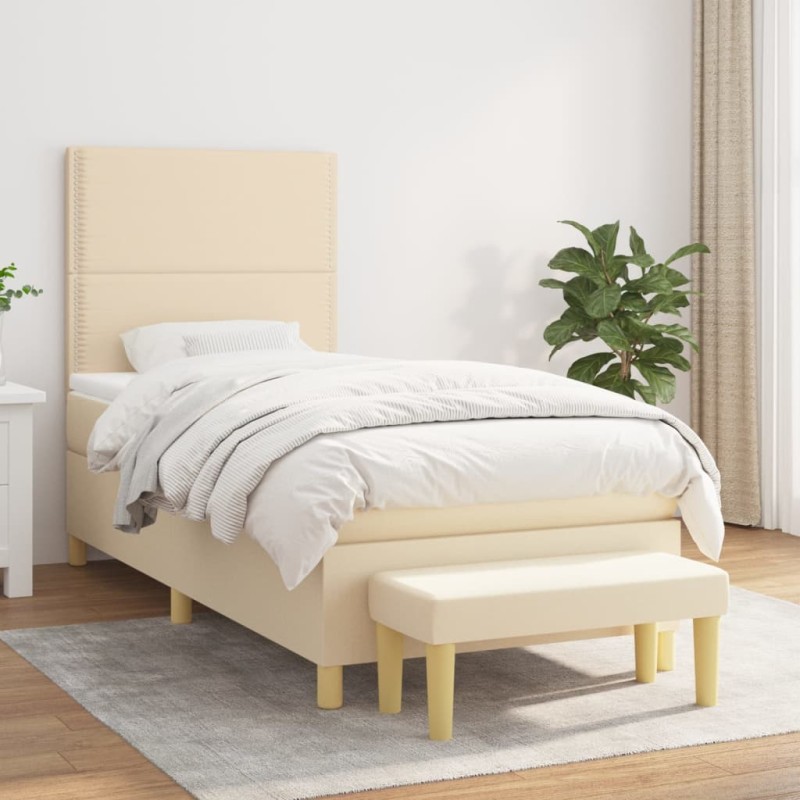 Boxspringbett mit Matratze Creme 100x200 cm Stoff