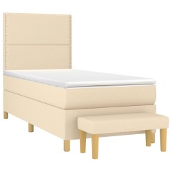 Boxspringbett mit Matratze Creme 100x200 cm Stoff