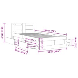 Bettgestell mit Kopfteil Betongrau 90x190 cm Holzwerkstoff