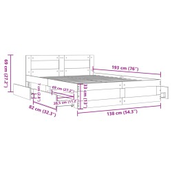 Bettgestell mit Kopfteil Betongrau 135x190 cm Holzwerkstoff