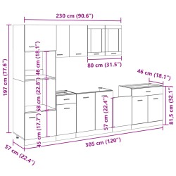 7-tlg. Küchenschrank-Set Sonoma-Eiche Holzwerkstoff