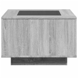 LED-Couchtisch Grau Sonoma 60x60x40 cm Holzwerkstoff