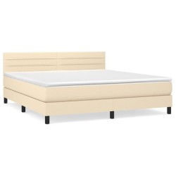 Boxspringbett mit Matratze Creme 160x200 cm Stoff