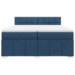 Boxspringbett mit Matratze Blau 200x200 cm Stoff