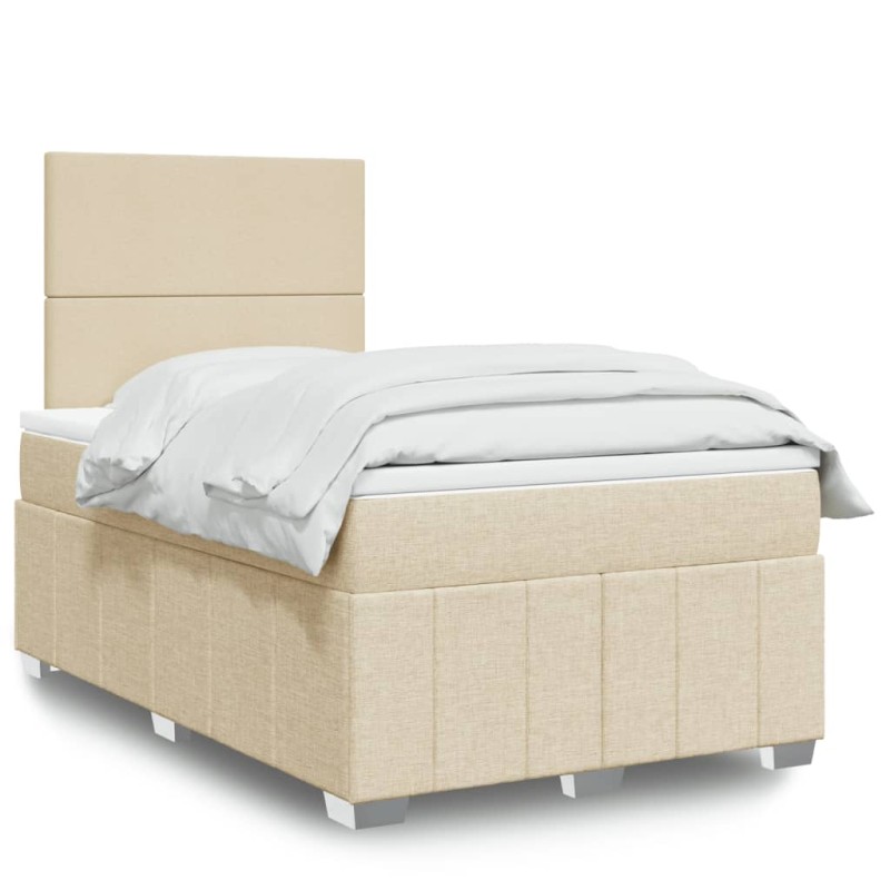 Boxspringbett mit Matratze Creme 120x190 cm Stoff