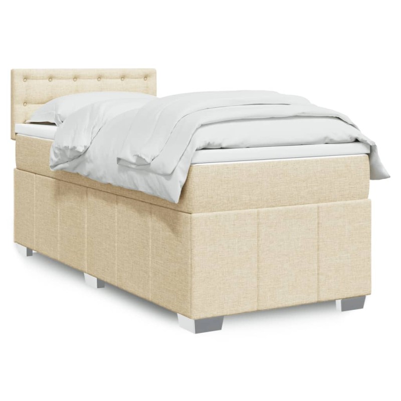 Boxspringbett mit Matratze Creme 90x200 cm Stoff