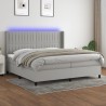 Boxspringbett mit Matratze & LED Hellgrau 200x200 cm Stoff