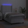 Boxspringbett mit Matratze & LED Weiß 80x200 cm Kunstleder