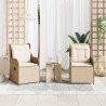 Gartensessel mit Kissen 2 Stk. Verstellbar Beige Poly Rattan