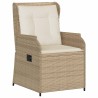 Gartensessel mit Kissen 2 Stk. Verstellbar Beige Poly Rattan