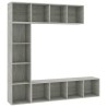 3-tlg. Bücher-/TV-Schrank Set Betongrau 180x30x180 cm