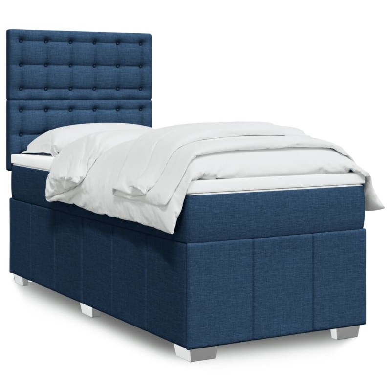 Boxspringbett mit Matratze Blau 90x190 cm Stoff