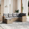 6-tlg. Garten-Sofagarnitur mit Kissen Beige Poly Rattan