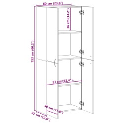 Aktenschrank Schwarz 60x32x153 cm Holzwerkstoff