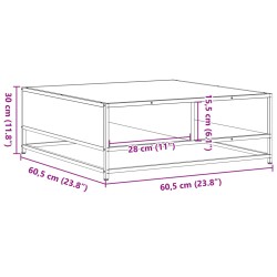 Couchtisch Räuchereiche 60,5x60,5x30cm Holzwerkstoff und Metall