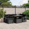 7-tlg. Garten-Sofagarnitur mit Kissen Schwarz Poly Rattan