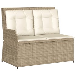 3-tlg. Garten-Sofagarnitur mit Kissen Beige Poly Rattan