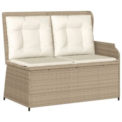 3-tlg. Garten-Sofagarnitur mit Kissen Beige Poly Rattan