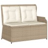 3-tlg. Garten-Sofagarnitur mit Kissen Beige Poly Rattan