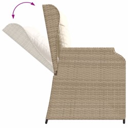 3-tlg. Garten-Sofagarnitur mit Kissen Beige Poly Rattan