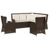 5-tlg. Garten-Lounge-Set mit Kissen Braun Poly Rattan