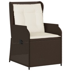 5-tlg. Garten-Lounge-Set mit Kissen Braun Poly Rattan