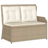 5-tlg. Garten-Lounge-Set mit Kissen Beige Poly Rattan