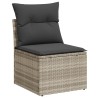 9-tlg. Garten-Sofagarnitur mit Kissen Hellgrau Poly Rattan