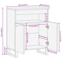 Sideboard 60x34x75 cm Massivholz Akazie