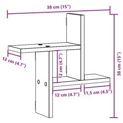 Wandregale 2 Stk. Schwarz 38x12x38 cm Holzwerkstoff