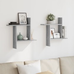 Wandregale 2 Stk. Grau Sonoma 50x12x50 cm Holzwerkstoff