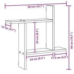 Wandregale 2 Stk. Grau Sonoma 50x12x50 cm Holzwerkstoff