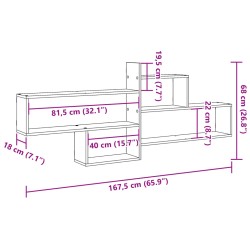 Wandregal Grau Sonoma 167,5x18x68 cm Holzwerkstoff