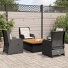 5-tlg. Garten-Lounge-Set mit Kissen Schwarz Poly Rattan