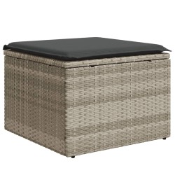 9-tlg. Garten-Sofagarnitur mit Kissen Hellgrau Poly Rattan